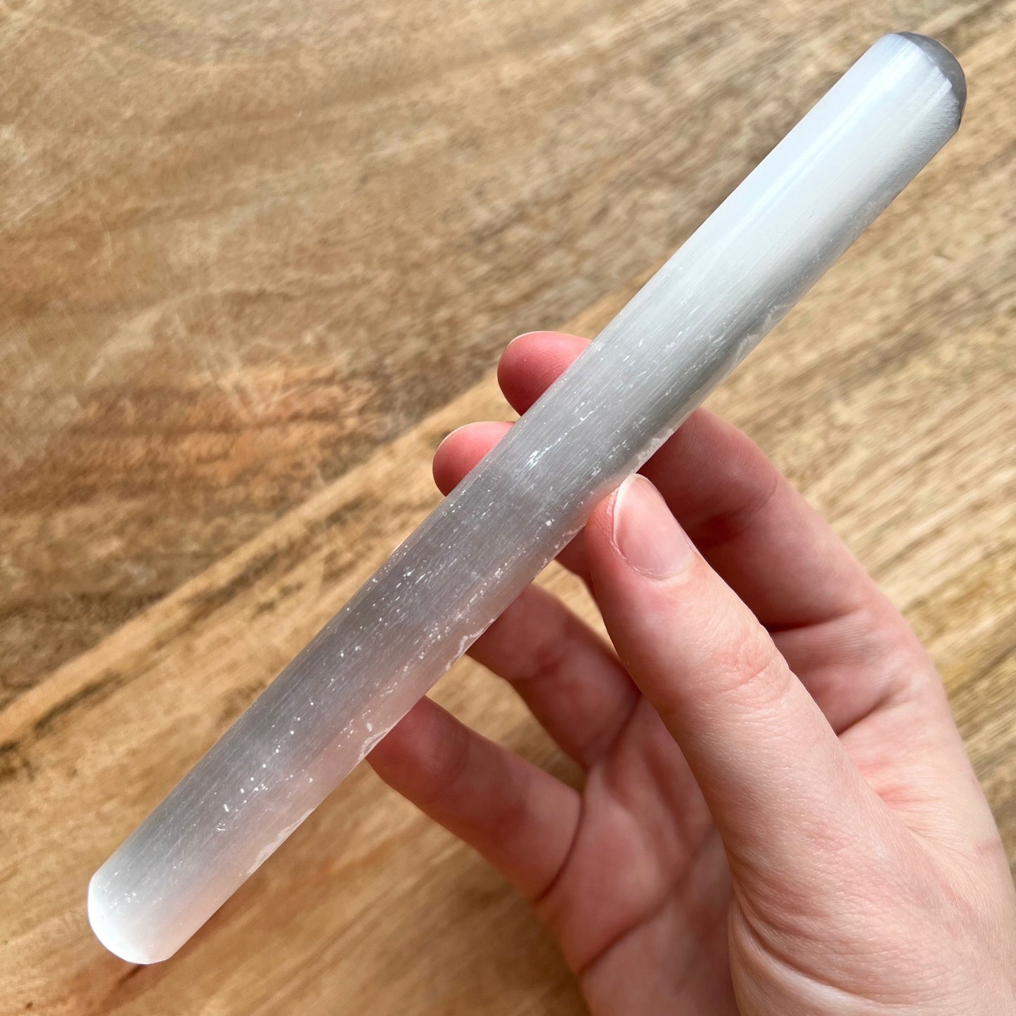 Chakra Engraved Satin Spar Selenite Wand