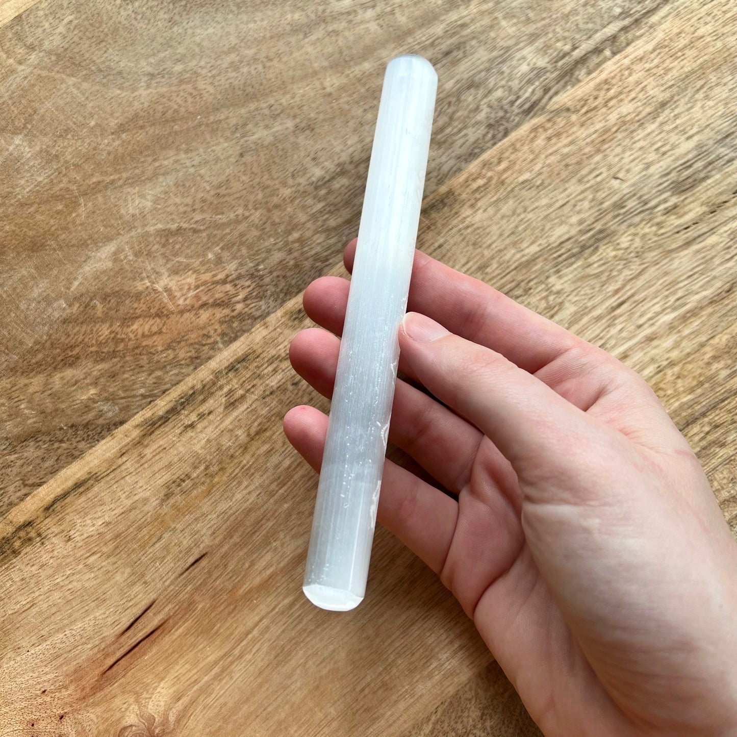 Chakra Engraved Satin Spar Selenite Wand